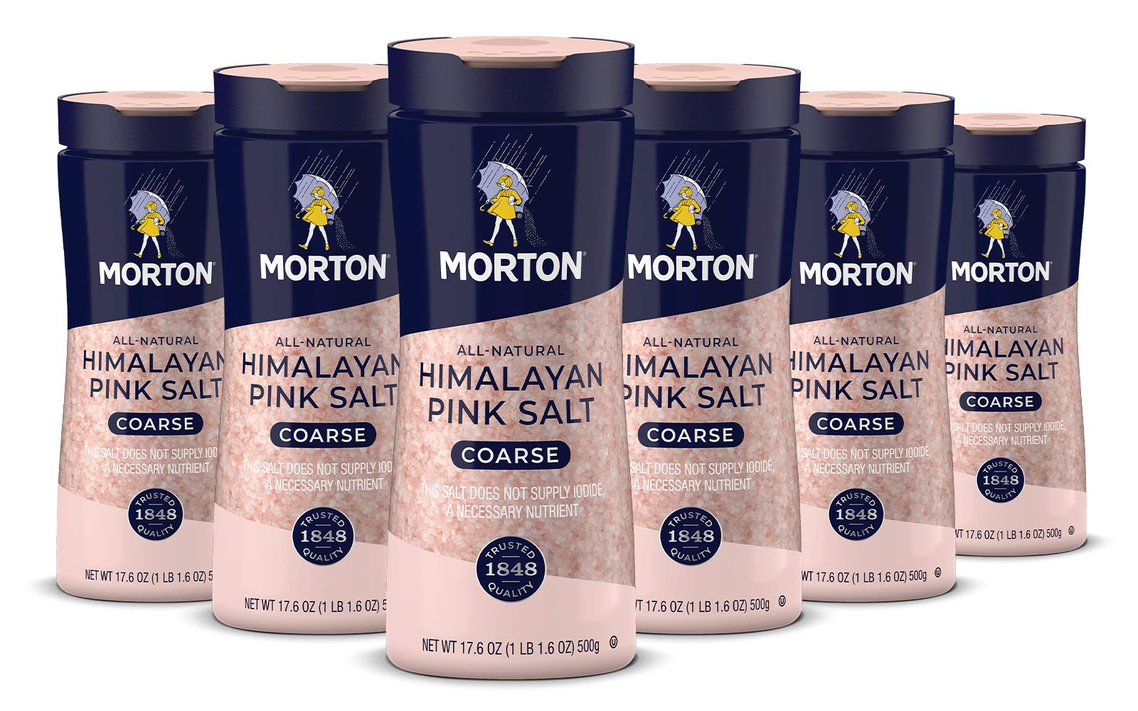 Morton All-Natural Himalayan Pink Salt, Coarse, 17.6 Ounce (Pack of 6)