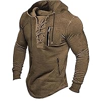 Tactical Shirt for Men Long Sleeve Slim Fit Casual Stretch Military Hoodies Vintage Lightweight Drawstring Shirts