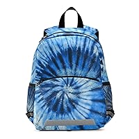 ALAZA Tie Dye Blue Swirl Design Kids Toddler Backpack Purse for Girls Boys Kindergarten Preschool School Bag w/Chest Clip Leash Reflective Strip