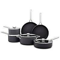 OXO Professional 10 Piece Cookware Pots and Pans Set, Hard Anodized Ceramic Nonstick PFAS-Free, Stainless Steel Handles, Induction Suitable, Diamond Reinforced Coating, Dishwasher and Oven Safe, Black