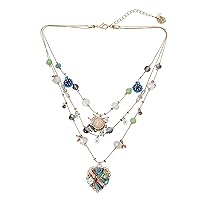 Betsey Johnson Womens Butterfly Charms Layered Necklace