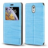 Lenovo Vibe P1M Case, Wood Grain Leather Case with Card Holder and Window, Magnetic Flip Cover for Lenovo Vibe P1M