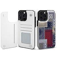 Navy Patchwork Plaid Compatible with iPhone 15 Pro Max Phone Wallet Case Flip Cover with Card Holder for Men Women
