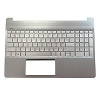 F-HONG ELECTRONIC Replacement for HP 15-DY 15-EF 15s-eq 15s-fq 15T-DY100 15Z-EF100 17-CA1022CY 14-dh1000 Laptop Upper Case Palmrest Keyboard Assembly Part L63578-001 Sliver 15 inch