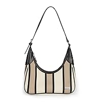 DOMAT Shoulder Bag for Women, Striped Hobo Handbag, Cute Clutch Purse with Zipper Closure, Designer Small Satchel Bag
