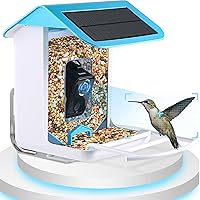 Smart Bird Feeder Camera for Outdoor, Free AI Recognition and Solar Powered, 1080P HD Camera Auto Capture Bird Videos, App Notify When Birds Detected, Bird Lover Ideal Watching Bird Gifts
