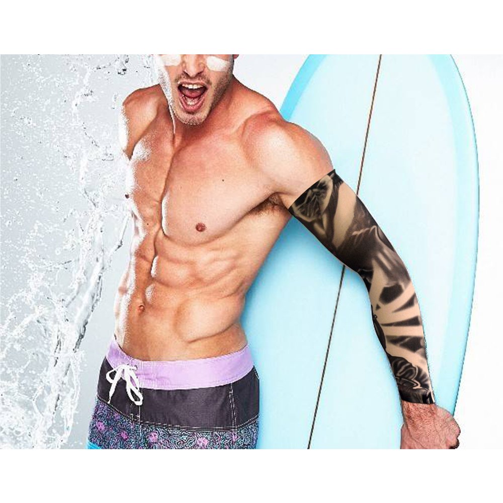 HOVEOX 20pcs Temporary Tattoo Arm Sleeves Arts Fake Slip on Arm Sunscreen Sleeves Body Art Stockings Protector -Designs Tribal, Tiger, Dragon, Skull, and Etc Unisex Stretchable Cosplay Accessories