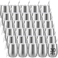 30 Pieces 12 oz Stainless Steel Wine Tumbler Bulk Double Wall Vacuum Insulated Wine Glasses with Lids and Straws Travel Mugs Coffee Tumbler Cups for Wedding Birthday Party Favor Gifts (Silver Gray)