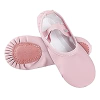 Ballet Shoes for Girls,Soft Leather Ballet Slippers No-Tie Dance Shoes for Toddler Girls/Little/Big Kids