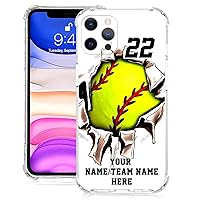 Personalized Baseball Phone Case Custom Name & Number Softball Ball Cases Gifts for Players Coach Fan Lovers, Compatible with iPhone 15 14 13 11 12 Mini Pro Max X XS XR 6 7 8 SE Full Series