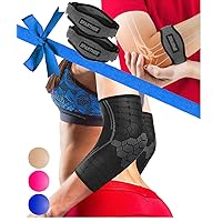 Sparthos Elbow Compression Sleeves [Midnight Black - Large] x Tennis Elbow Brace [Pack of 2]