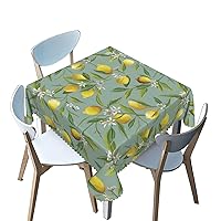 Fruit Pattern Square Tablecloth,Lemon Theme,Washable Square Table Cloths Decorative Fabric Table Cover,for Banquet Parties Event Holiday Dinner（Green，60 x 60 Inch）