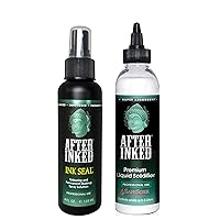 After Inked Ink Seal Tattooing Spray and Liquid Solidifier Bundle - with 4-oz. Ink Sealer and 6-oz SafeSorb Waste solidifier Powder, Essential Tattoo Supplies, Premium Skincare Tattoo Artist Kit