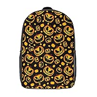 Halloween Pumpkin Skull 17 Inches Unisex Laptop Backpack Lightweight Shoulder Bag Travel Daypack