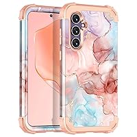 Casetego Compatible with Galaxy S23 FE 5G Case,Three Layer Heavy Duty Sturdy Shockproof Protection Rugged Hard PC+Soft TPU Bumper Case for Samsung Galaxy S23 FE 6.4 inch 2023,Rose Gold