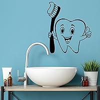 Vinyl Wall Decal Positive Cartoon Tooth Toothbrush Dental Care Stickers Large Decor (2209ig) Black