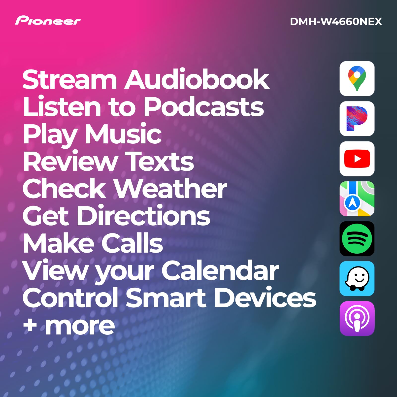 Pioneer DMH-W4660NEX 6.8” – Amazon Alexa Built-in, Android Auto, Apple CarPlay, Bluetooth - Multimedia Digital Media Receiver, Black