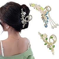 Loozykit Butterfly Hair Claw Clips for Women 2pcs Large Cute Flower Lily of the Valley Butterfly Hair Clips with Tassel Non-Slip Strong Hold Metal Hair Jaw Clips Girls Hair Styling Accessories Gifts