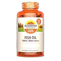 Sundown Fish Oil 1200 mg Softgels, Omega 3 Dietary Supplement, Supports Heart and Metabolic Health, 300 Count