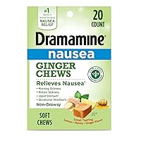 Dramamine Ginger Chews, Nausea Relief Soft Chews Lemon-Honey-Ginger, 20 Count
