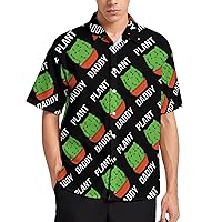 Funny Cactus Cat Plant Daddy Casual Mens Short Sleeve Shirts Button Down Blouse Summer Hawaiian Tops Beach
