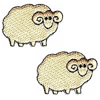 Kleenplus 2pcs. Mini Sheep Cute Patches Sticker Arts Sheep Lamb Kids Cartoon Patch Sign Symbol Costume DIY Applique Embroidered Sew Iron on Patch