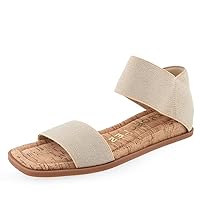 What's What Women's BENTE Flat Sandal, Soft Gold Elastic, 9.5