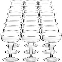 DecorRack 24 Cocktail Glasses, Plastic Party Champagne Cups, Perfect for Outdoor Parties, Weddings, Picnics, Stackable Stemmed, Reusable, Shatterproof Disposable Wine Glasses (Pack of 24)
