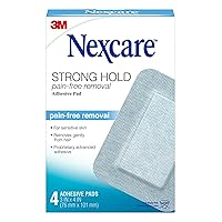 Nexcare Strong Hold Pain-Free Removal Adhesive Pads, 3 x 4 in, 4 Count