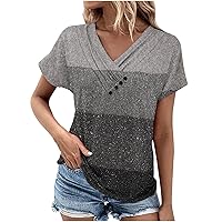 Short Sleeve Shirts for Women V Neck Summer Tops Trendy Casual Blouses Comfort Fitted Basic T Shirt Holiday Tee