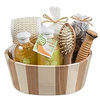 Wooden Massage & Reflexology Kit for Women at-Home Spa Kit for All-Over Body Relaxation & Rejuvenation with Fresh Cucumber Melon Aromatherapy Bath & Body Set Luxury Body Care Mothers Day Gifts for Mom