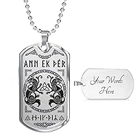 Norse I Love You Viking Runes Wolf Dog Tag Necklace Nordic Pagan Pendant Gift