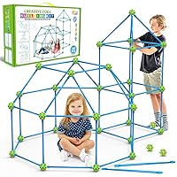 SpringFlower Fort Building Kit for Kids,STEM Construction Toys, Educational Gift for 3 4 5 6 7 8 9 10 11 12 Years Old Boys and Girls,Ultimate Creative Set for Indoor & Outdoors Activity,140 Pcs,Green
