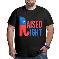 Raised Right Republican Elephant Big Size Men's T-Shirt Mens Soft Shirts Short-Sleeved Short Sleeve Tops