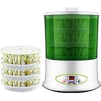 Bean Sprout Machine, LED Display time Control Intelligent Automatic Bean Sprout Machine 3-Layer Function Large-Capacity Seed Planting Grain Tool-1/