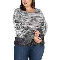 Style & Co. Women's Plus Size Colorblock Striped Sweater Gray Size 0X