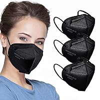 50pcs KN95 Face Mask Black 5 Layer Cup Dust Safety Masks Filter Efficiency≥95% Breathable Elastic Ear Loops Black Masks