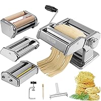 VEVOR Pasta Maker Machine, 9 Adjustable Thickness Settings Noodles Maker, 150 Stainless Steel Pasta Rollers, Pasta Machine with 3 attachments, Perfect for Spaghetti Lasagna Fettucine Dumpling Wrappers