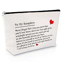 Daughter Gift from Mom Dad Makeup Bag Inspirational Gift for Women Girls Birthday Gift for Daughter Graduation Encouragement Gifts for Stepdaughter Anniversary Christmas Gift Travel Cosmetic Pouch
