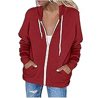 Women Zip Up Hoodie Cute Sweatshirts Fashion Casual Fall Tops For Teen Girls Lightweight Solid Hoodies With Pocket