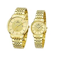 Women's Elegant Quartz Wrist Watch - 29mm Sapphire Crystal Gold Stainless Steel Business Casual Fashion Timepiece Luminous Easy Read Dial Couple Watches