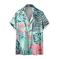 Mens Hawaiian Tropical Shirts Short Sleeve Button Down Summer Beach Shirt Loose Fit Printed Vacation Shirts