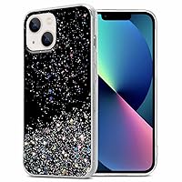 Case Compatible with Apple iPhone 13 in Black with Glitter - Protective TPU Silicone Cover with Sparkling Glitter - Ultra Slim Back Cover Case