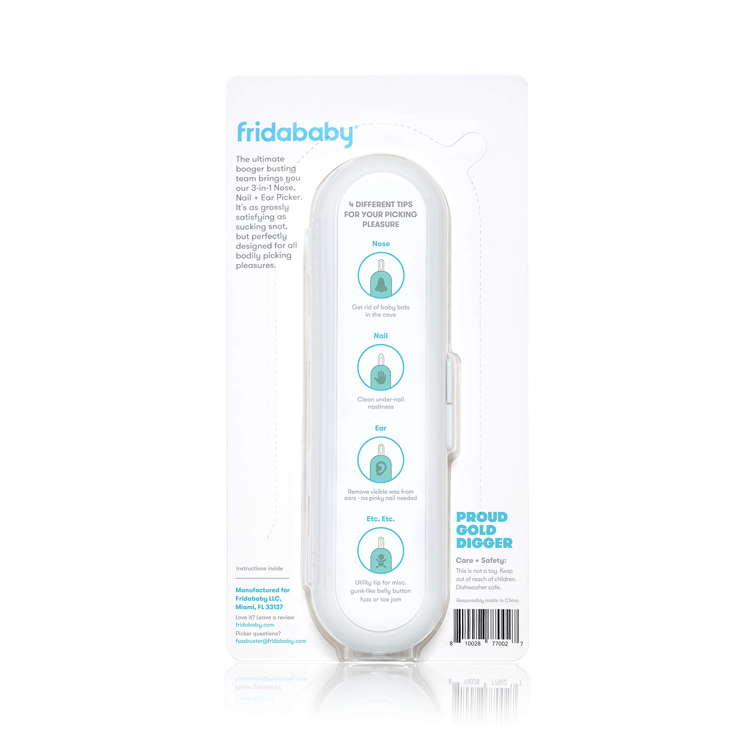 Frida Baby 3-in-1 Nose, Nail + Ear Picker by Frida Baby the Makers of NoseFrida the SnotSucker, Safely Clean Baby's Boogers, Ear Wax & More