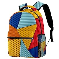 Dotted Wave Striped Geometric Mosaic Pattern Colorful Durable Laptops Backpack Computer Bag for Women & Men Fit Notebook Tablet
