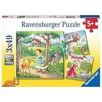 Ravensburger 08051, Rapunzel, Red Riding Hood, Frog King 3 x 49 Piece Puzzles in a Box, 3 x 49 Piece Puzzles for Kids, Every Piece is Unique, Pieces Fit Together Perfectly, Multi, 8.25