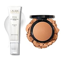 LAURA GELLER NEW YORK Baked Double Take Powder Foundation, Sand + Spackle Super-Size Skin Perfecting Makeup Primer with Hyaluronic Acid, Original