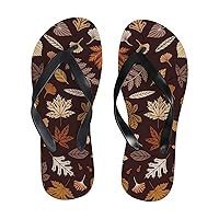 Vantaso Slim Flip Flops for Women Autumn Seamless Falling Leaves Yoga Mat Thong Sandals Casual Slippers