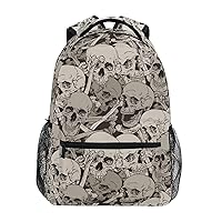ALAZA Retro Skull Art Backpack for Women Men,Travel Trip Casual Daypack College Bookbag Laptop Bag Work Business Shoulder Bag Fit for 14 Inch Laptop