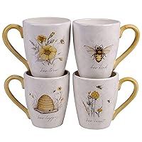 Certified International Bee Sweet 22 oz. Mugs, Set of 4 Assorted Designs